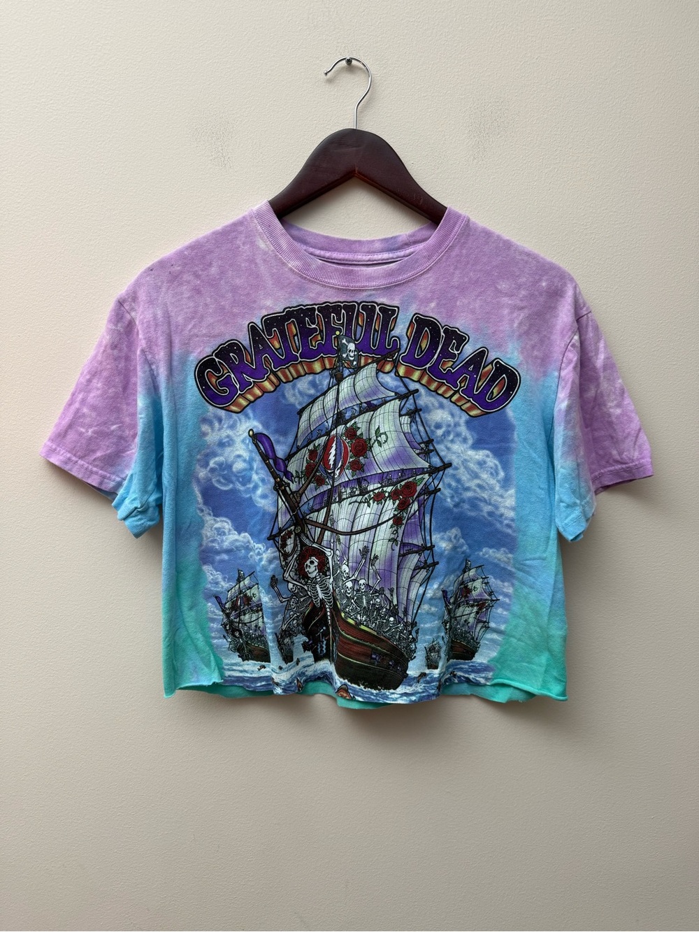 Liquid Blue Women's Tie-Dye Grateful Dead Pirate Ship Tee